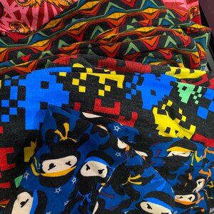GUC Lularoe Leggings RARE prints Ninja Space Invaders heart feather rainbow OS